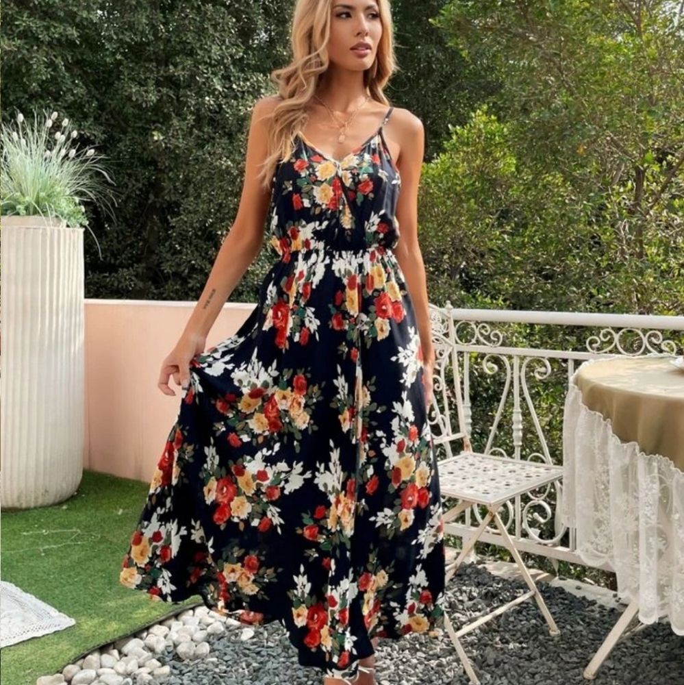 Shein| Allover Floral Surplice Front Cami Dress